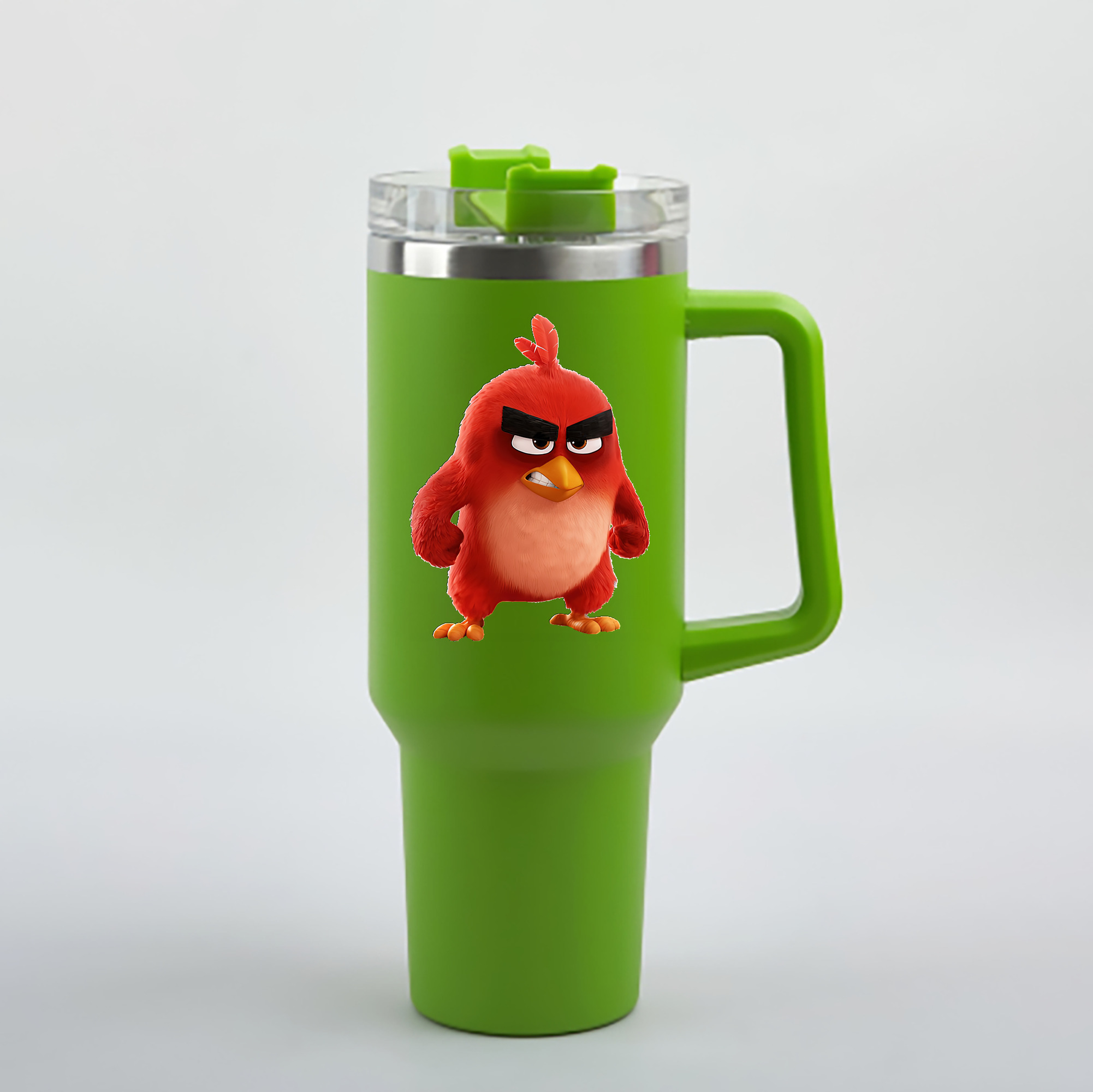 （画像用） Angry Birds アングリーバード 1200mL車用タンブラー - クリスタルステッカー（プラスチックストロー付き）